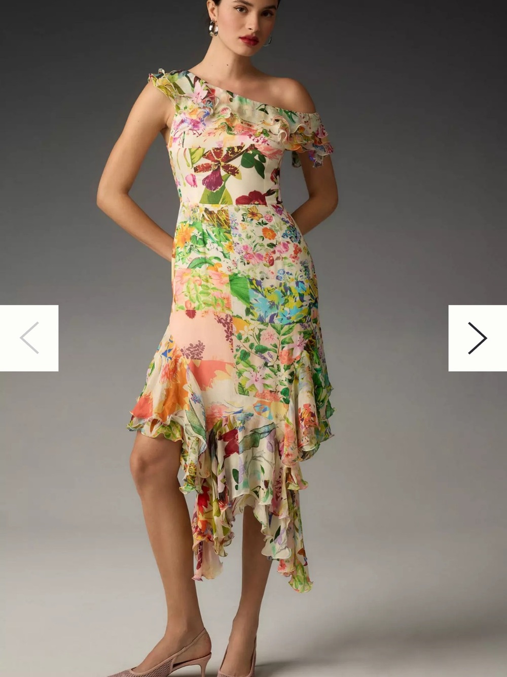 Anthropologie Mandira Wirk Off-The-Shoulder Asymmetrical Midi Dress